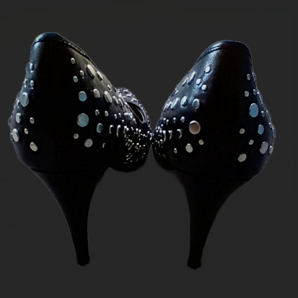 Diane Von Furstenberg Black Studded Heels - Picture 3 of 6